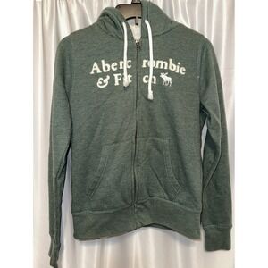 Abercrombie And Fitch Sweatshirt Childs Size XS Green Hooded Full Zip Pockets